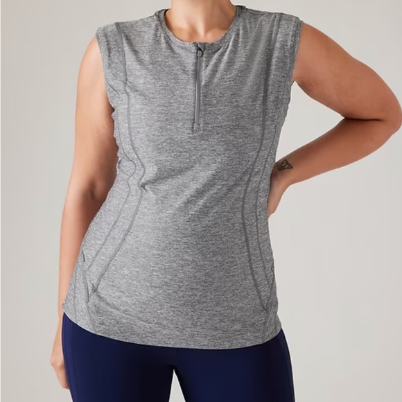 Athleta Pacifica Illume UPF Fitted Tank Top Grey Heather - Picture 1 of 5